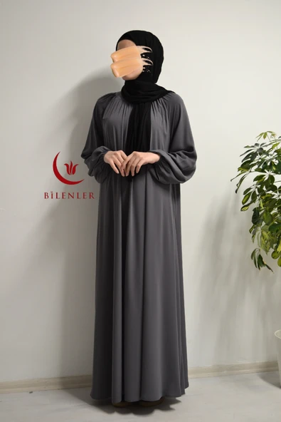 Medine İpeği Elbise Gri