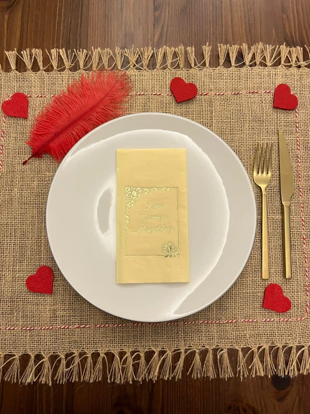 Gold Yaldızlı Sarı Çerçeve Detaylı Kına Gecemize Hoşgeldiniz Peçete 16 Adet ürün görseli 1