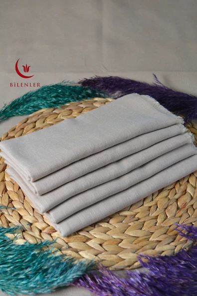 Flamlı Kare Pamuklu Eşarp Bej 5 Adet - Resim 5