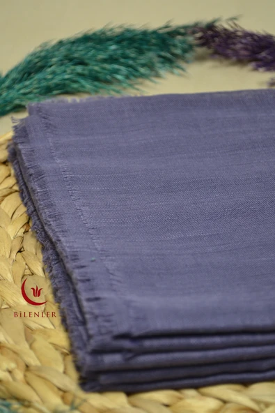 Flamlı Kare Pamuklu Eşarp Mor 5 Adet - Resim 3