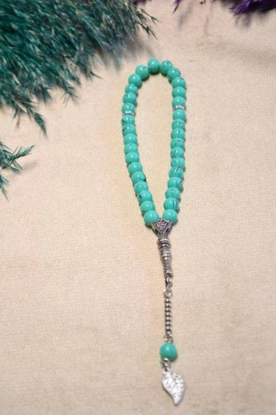 Taş 33lü Erkek Tesbihi Turkuaz 10 Adet (İmameli - 23 cm, İmamesiz - 13 cm) - Resim 2