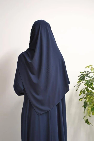 Medine İpeği Kendinden Şallı Ferace Lacivert - Resim 3