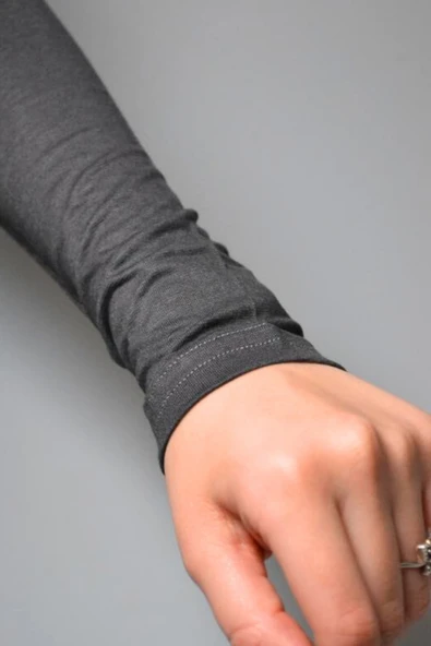 Pratik Tesettür Kolluk Penye Namaz Kolluğu Gri - Resim 3