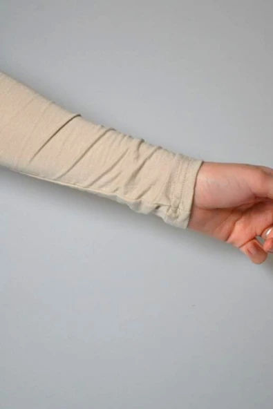 Pratik Tesettür Kolluk Penye Namaz Kolluğu Krem - Resim 2