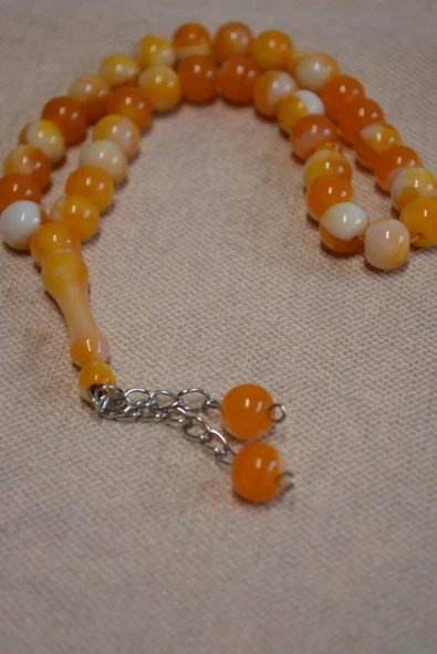 Akrilik 33lü Erkek Tesbihi Turuncu 10 Adet (İmameli - 23 cm, İmamesiz - 15 cm) - Resim 2