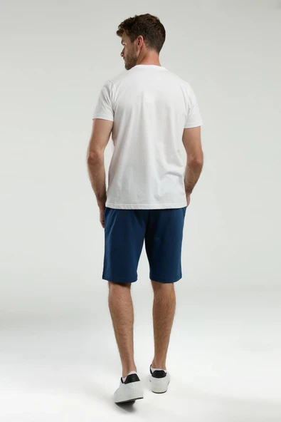 Arnetta 3304 Erkek Beyaz Kısa Kollu Şortlu Bermuda Pijama Takım - 5
