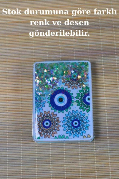 Cep Çanta Aynası, Makyaj Aynası Etnik Desenli Dikdörtgen 7x9 cm Model 2 - Resim 5