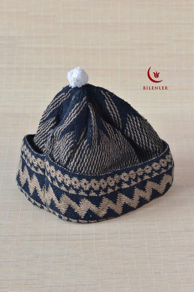 Kırçıllı Triko Örme Hacı Takkesi Kahverengi - Resim 2