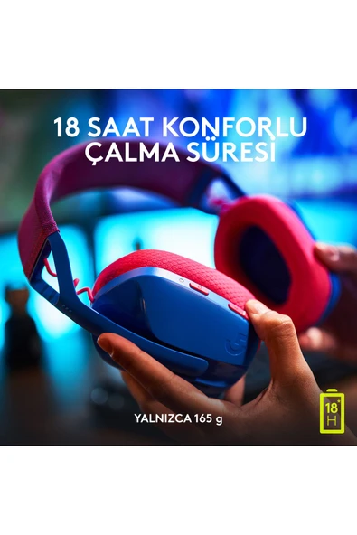 Logitech G G435 Lightspeed Kablosuz Oyuncu Kulaklığı - Mavi - 6
