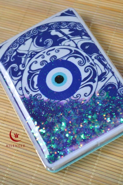Cep Çanta Aynası, Makyaj Aynası Etnik Desenli Dikdörtgen 7x9 cm