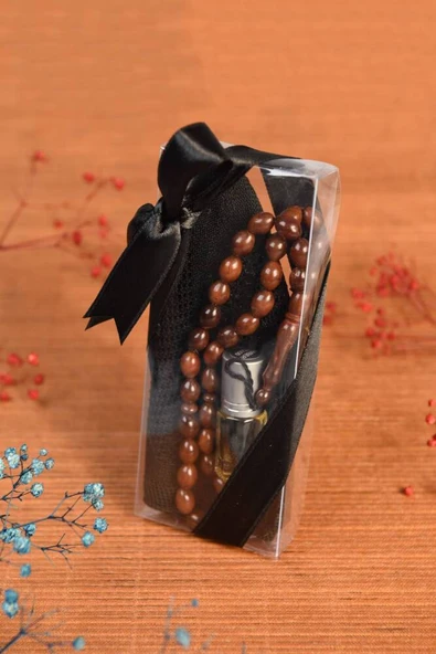 Lüks Takke-Kuka Tesbih ve Esans Seti Siyah - Resim 2