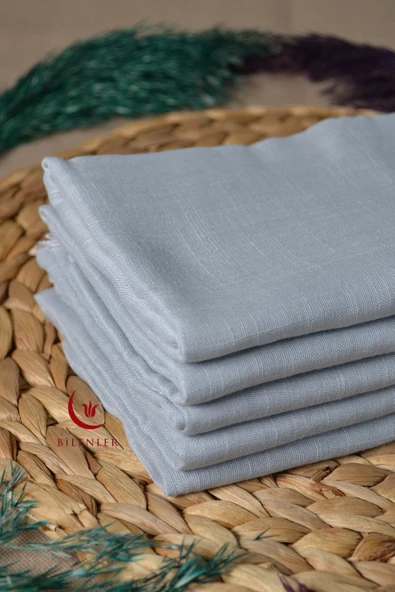 Flamlı Kare Pamuklu Eşarp Gri 5 Adet - Resim 4