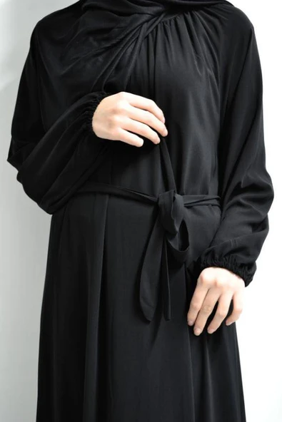 Medine İpeği Elbise Siyah - Resim 2