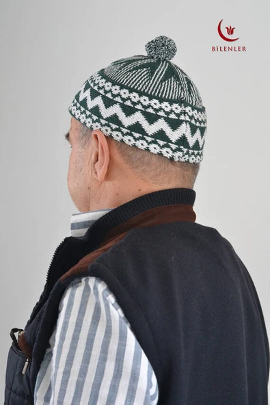 Kırçıllı Triko Örme Hacı Takkesi Yeşil ürün görseli