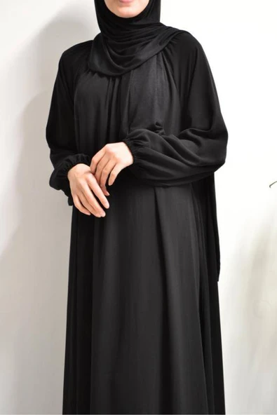 Medine İpeği Elbise Siyah - Resim 4