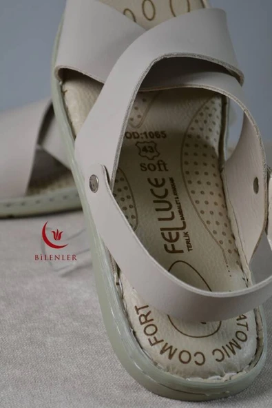 Erkek Çapraz Model Yumuşak Taban Sandalet Bej–Hac Umre ve Günlük Kullanıma Uygun - Resim 4