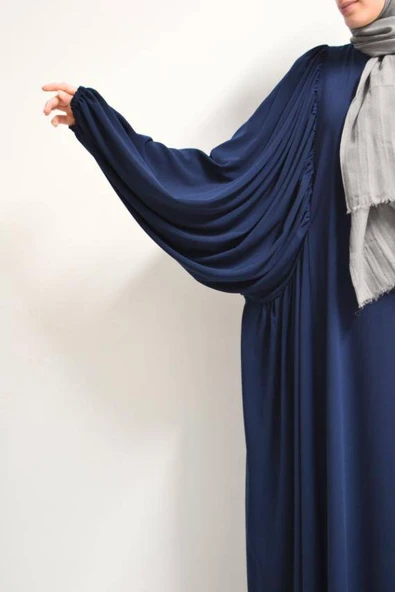 Medine İpeği Elbise Lacivert - Resim 5