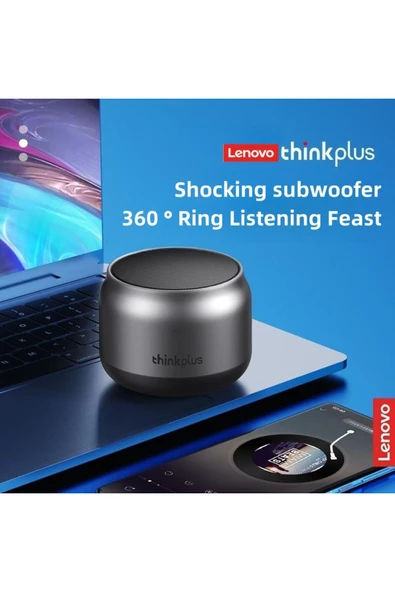 Lenovo K30 wireless Bluetooth speaker with bass emulates the metal texture of car interior and ou...