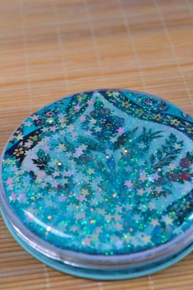 Cep Çanta Aynası, Makyaj Aynası Etnik Desenli Yuvarlak 7x7cm ürün görseli