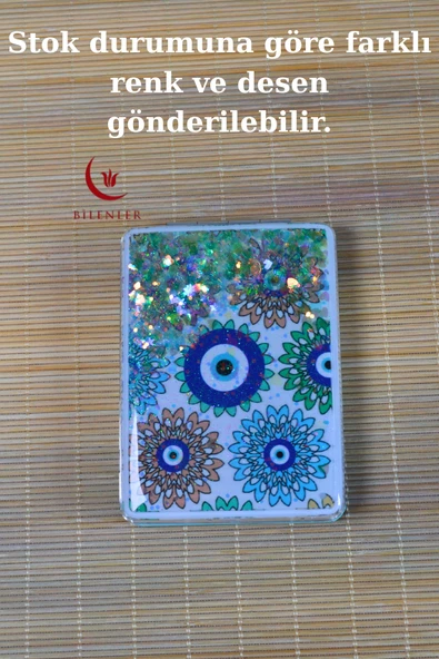 Cep Çanta Aynası, Makyaj Aynası Etnik Desenli Dikdörtgen 7x9 cm Model 2 - 5