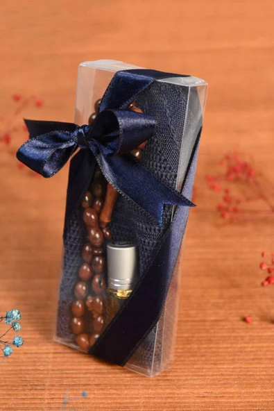 Lüks Takke-Kuka Tesbih ve Esans Seti Lacivert - Resim 4