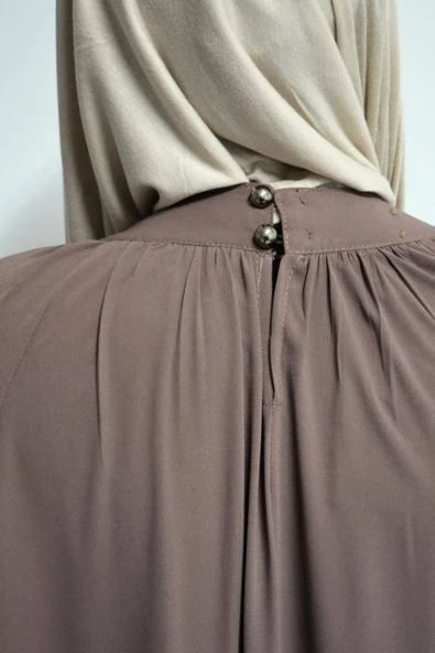 Medine İpeği Elbise Bej - Resim 3