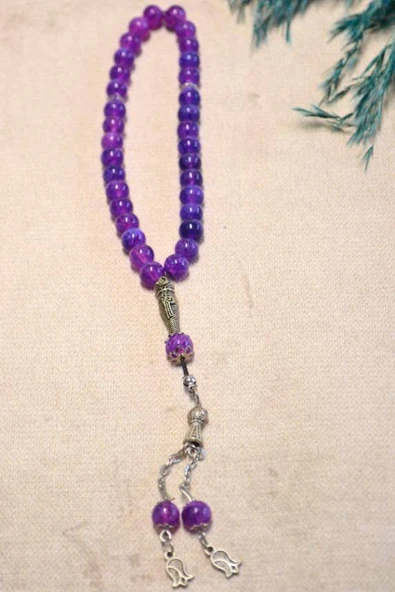 Taş 33lü Erkek Tesbihi Mor 10 Adet (İmameli - 23 cm, İmamesiz - 13 cm) ürün görseli