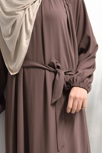 Medine İpeği Elbise Bej - Resim 2