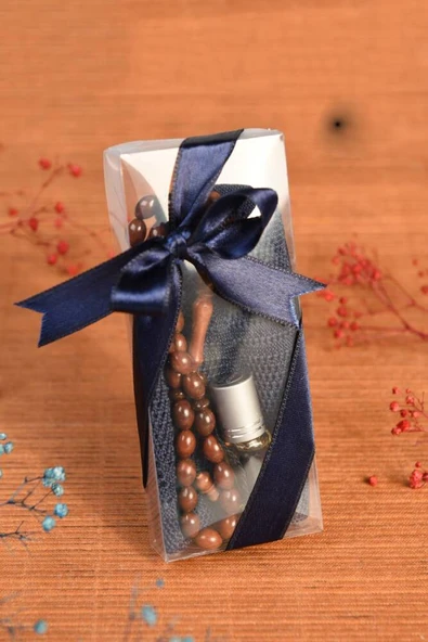 Lüks Takke-Kuka Tesbih ve Esans Seti Lacivert - Resim 3