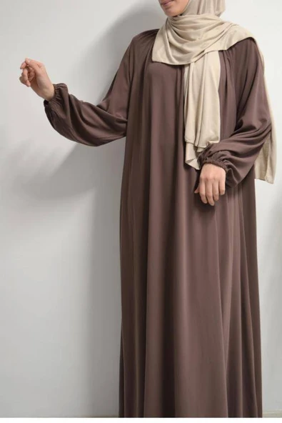 Medine İpeği Elbise Bej - Resim 4