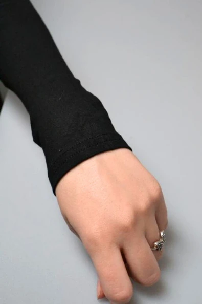 Pratik Tesettür Kolluk Penye Namaz Kolluğu Siyah - Resim 3