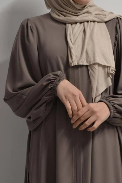 Medine İpeği Balon Kol Ferace Vizon - Resim 3