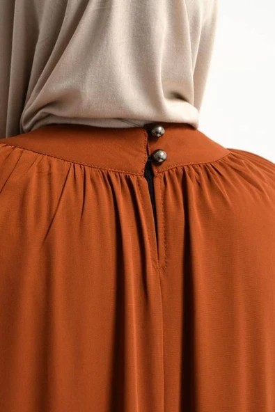 Medine İpeği Elbise Kiremit - Resim 4