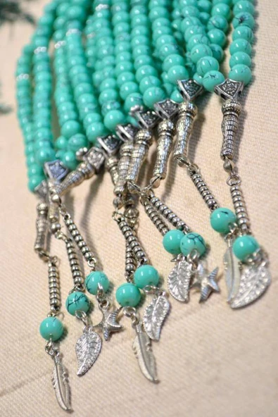 Taş 33lü Erkek Tesbihi Turkuaz 10 Adet (İmameli - 23 cm, İmamesiz - 13 cm) - Resim 3