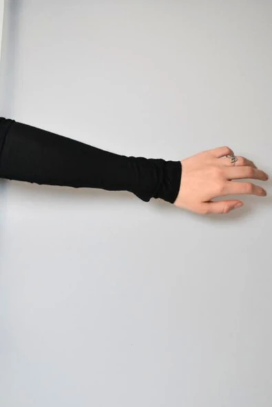 Pratik Tesettür Kolluk Penye Namaz Kolluğu Siyah - Resim 2