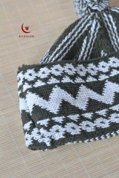 Kırçıllı Triko Örme Hacı Takkesi Yeşil - Resim 3