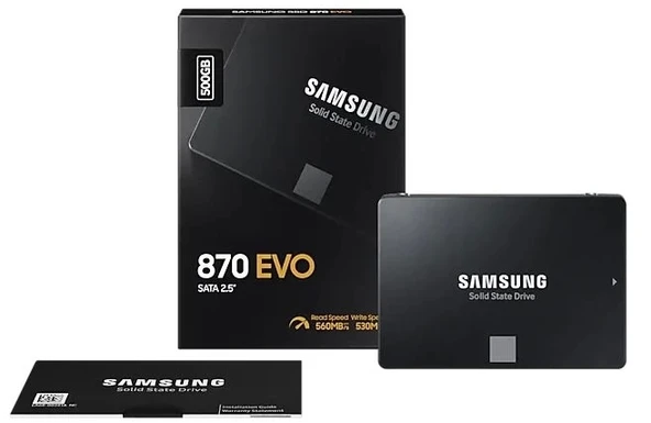SAMSUNG 500GB 870 560/530MB/s EVO MZ-77E500BW SSD (Resmi Distribütör Garantili)