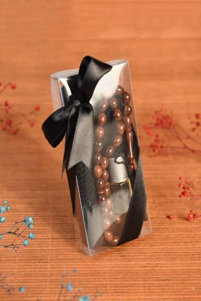 Lüks Takke-Kuka Tesbih ve Esans Seti Siyah - Resim 3