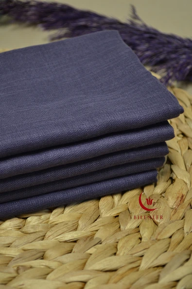 Flamlı Kare Pamuklu Eşarp Mor 5 Adet - Resim 4