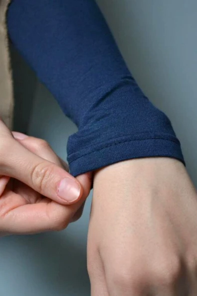 Pratik Tesettür Kolluk Penye Namaz Kolluğu Mavi - Resim 2