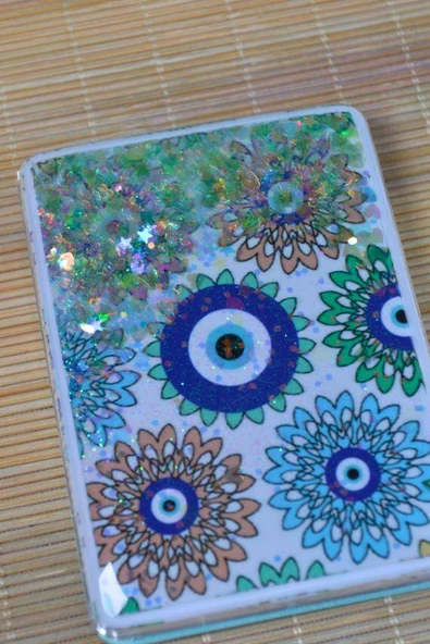 Cep Çanta Aynası, Makyaj Aynası Etnik Desenli Dikdörtgen 7x9 cm Model 2 - Resim 4