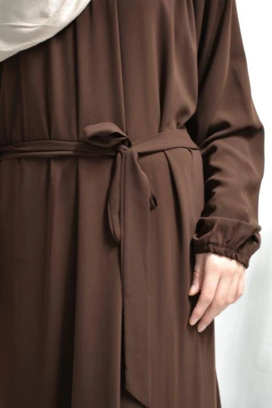 Medine İpeği Elbise Kahverengi - Resim 2