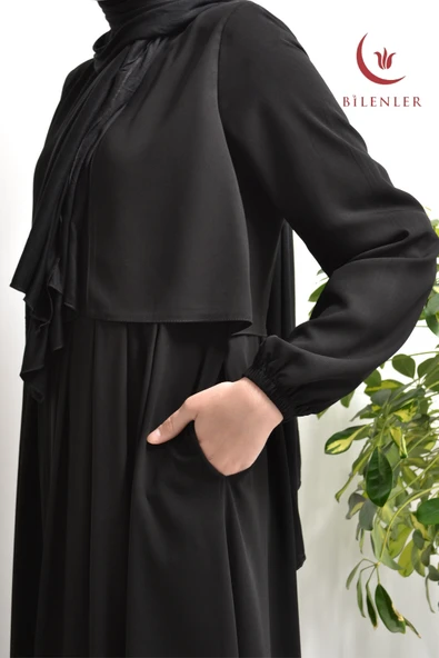 Medine İpeği Cepken Model Ferace Siyah