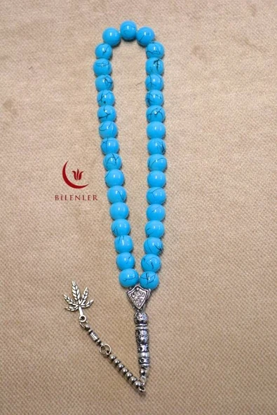 Taş 33lü Erkek Tesbihi Açık Mavi 10 Adet (İmameli - 23 cm, İmamesiz - 13 cm)