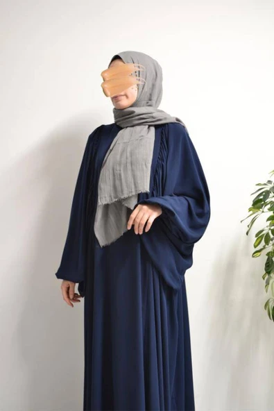 Medine İpeği Elbise Lacivert - Resim 2