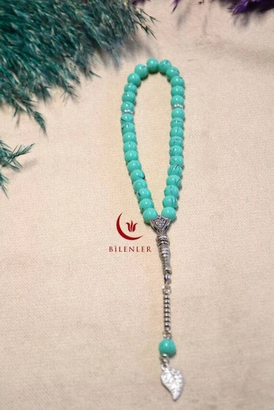 Taş 33lü Erkek Tesbihi Turkuaz 10 Adet (İmameli - 23 cm, İmamesiz - 13 cm)