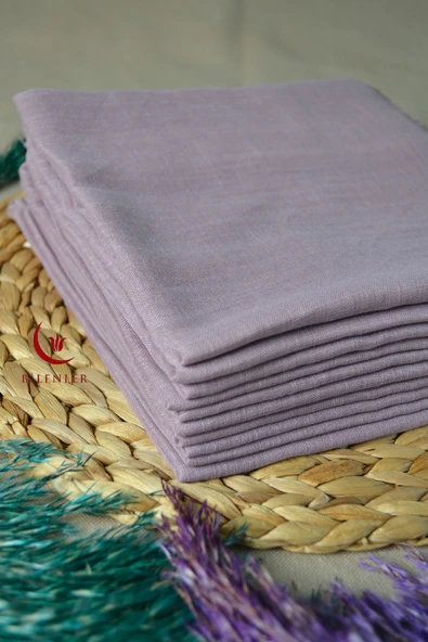 Flamlı Kare Pamuklu Eşarp Lila 10 Adet - Resim 3