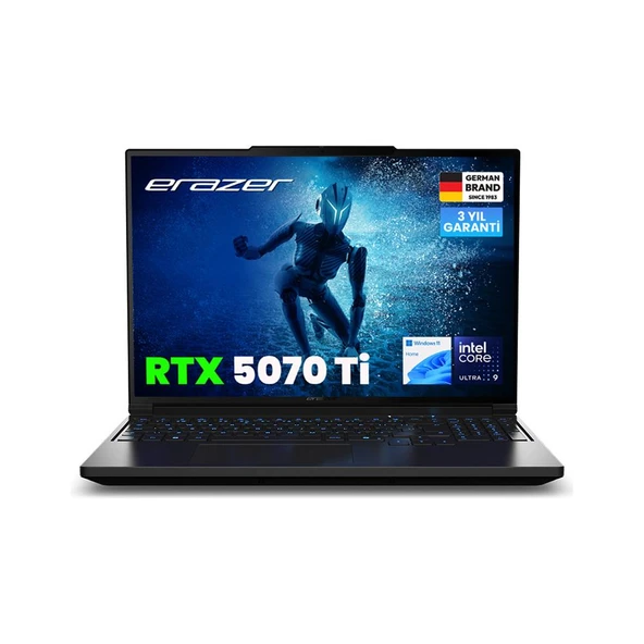 ERAZER Major 16 X1 MD62735 Intel Ultra 9 275HX 32GB RAM 2TB SSD RTX5070Ti 16" 300Hz QHD+ W11H Oyuncu Laptop