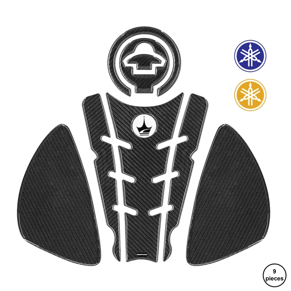 Yamaha R25 2014-2018 ile Uyumlu Kaydırmaz 6D Karbon 9 Parça Tank Pad Seti GC33 ürün görseli