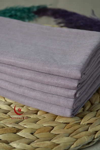 Flamlı Kare Pamuklu Eşarp Lila 5 Adet - Resim 3